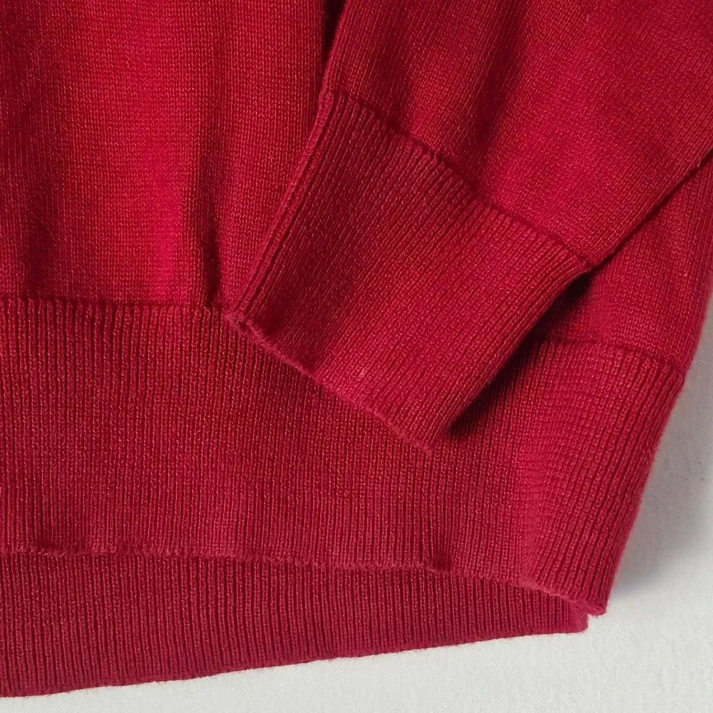 Polo Ralph Lauren Boys Red Cotton V-Neck Sweater Elbow Patches Size 7
